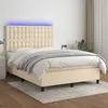 Image de Sommier À Lattes De Lit Et Matelas Et Led Crème 140x190cm Tissu Vidaxl
