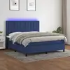 Image de Sommier À Lattes De Lit Et Matelas Et Led Bleu 160x200 Cm Tissu Vidaxl