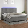 Image de Sommier À Lattes De Lit Et Matelas Et Led Gris Foncé 200x200 Cm Vidaxl