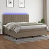 Image de Sommier À Lattes De Lit Et Matelas Et Led Taupe 200x200cm Tissu Vidaxl