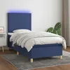 Image de Sommier À Lattes De Lit Avec Matelas Et Led Bleu 80x200cm Tissu Vidaxl