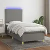 Image de Sommier À Lattes De Lit Avec Matelas Et Led Gris Foncé 90x200cm Vidaxl