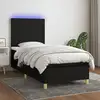 Image de Sommier À Lattes De Lit Avec Matelas Et Led Noir 90x200cm Tissu Vidaxl