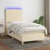 Image de Sommier À Lattes De Lit Et Matelas Et Led Crème 100x200cm Tissu Vidaxl