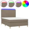 Image de Sommier À Lattes De Lit Et Matelas Et Led Taupe 140x190cm Tissu Vidaxl