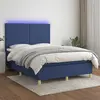 Image de Sommier À Lattes De Lit Et Matelas Et Led Bleu 140x190 Cm Tissu Vidaxl