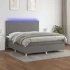Image de Sommier À Lattes De Lit Et Matelas Et Led Gris Foncé 160x200 Cm Vidaxl