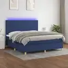 Image de Sommier À Lattes De Lit Et Matelas Et Led Bleu 160x200 Cm Tissu Vidaxl