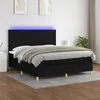 Image de Sommier À Lattes De Lit Et Matelas Et Led Noir 180x200 Cm Tissu Vidaxl