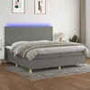 Image de Sommier À Lattes De Lit Et Matelas Et Led Gris Foncé 200x200 Cm Vidaxl