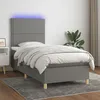 Image de Sommier À Lattes De Lit Avec Matelas Et Led Gris Foncé 90x190cm Vidaxl