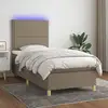 Image de Sommier À Lattes De Lit Et Matelas Et Led Taupe 90x200 Cm Tissu Vidaxl