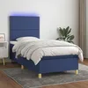 Image de Sommier À Lattes De Lit Avec Matelas Et Led Bleu 90x200cm Tissu Vidaxl