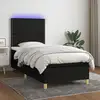 Image de Sommier À Lattes De Lit Et Matelas Et Led Noir 100x200 Cm Tissu Vidaxl