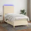 Image de Sommier À Lattes De Lit Et Matelas Et Led Crème 100x200cm Tissu Vidaxl