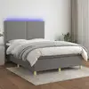 Image de Sommier À Lattes De Lit Et Matelas Et Led Gris Foncé 140x200 Cm Vidaxl