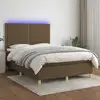 Image de Sommier À Lattes De Lit Matelas Et Led Marron Foncé 140x200 Cm Vidaxl