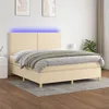 Image de Sommier À Lattes De Lit Et Matelas Et Led Crème 180x200cm Tissu Vidaxl
