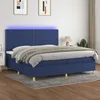 Image de Sommier À Lattes De Lit Et Matelas Et Led Bleu 200x200 Cm Tissu Vidaxl
