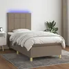 Image de Sommier À Lattes De Lit Et Matelas Et Led Taupe 90x190 Cm Tissu Vidaxl