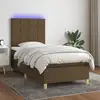Image de Sommier À Lattes De Lit Et Matelas Et Led Marron Foncé 90x200cm Vidaxl