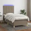 Image de Sommier À Lattes De Lit Et Matelas Et Led Taupe 100x200cm Tissu Vidaxl