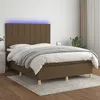 Image de Sommier À Lattes De Lit Matelas Et Led Marron Foncé 140x190 Cm Vidaxl