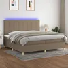 Image de Sommier À Lattes De Lit Et Matelas Et Led Taupe 200x200cm Tissu Vidaxl