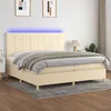 Image de Sommier À Lattes De Lit Et Matelas Et Led Crème 200x200cm Tissu Vidaxl