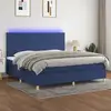 Image de Sommier À Lattes De Lit Et Matelas Et Led Bleu 200x200 Cm Tissu Vidaxl