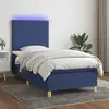 Image de Sommier À Lattes De Lit Et Matelas Et Led Bleu 80x200 Cm Tissu Vidaxl