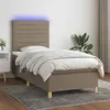 Image de Sommier À Lattes De Lit Et Matelas Et Led Taupe 90x190 Cm Tissu Vidaxl