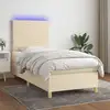 Image de Sommier À Lattes De Lit Et Matelas Et Led Crème 90x190 Cm Tissu Vidaxl