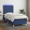 Image de Sommier À Lattes De Lit Et Matelas Et Led Bleu 100x200 Cm Tissu Vidaxl