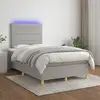 Image de Sommier À Lattes De Lit Matelas Et Led Gris Clair 120x200 Cm Vidaxl