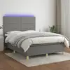 Image de Sommier À Lattes De Lit Et Matelas Et Led Gris Foncé 140x200 Cm Vidaxl