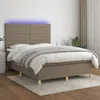 Image de Sommier    Lattes De Lit Et Matelas Et Led Taupe 140x200cm Tissu Vidaxl