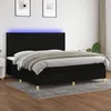 Image de Sommier À Lattes De Lit Et Matelas Et Led Noir 200x200 Cm Tissu Vidaxl