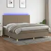 Image de Sommier À Lattes De Lit Et Matelas Et Led Taupe 200x200cm Tissu Vidaxl