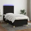 Image de Sommier À Lattes De Lit Et Matelas Et Led Noir 80x200cm Tissu Vidaxl