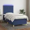 Image de Sommier À Lattes De Lit Et Matelas Et Led Bleu 80x200cm Tissu Vidaxl
