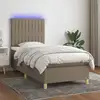 Image de Sommier À Lattes De Lit Et Matelas Et Led Taupe 90x200 Cm Tissu Vidaxl