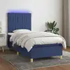 Image de Sommier À Lattes De Lit Et Matelas Et Led Bleu 100x200 Cm Tissu Vidaxl
