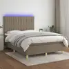 Image de Sommier À Lattes De Lit Et Matelas Et Led Taupe 140x190cm Tissu Vidaxl