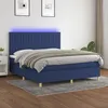 Image de Sommier À Lattes De Lit Et Matelas Et Led Bleu 160x200 Cm Tissu Vidaxl