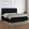 Image de Sommier À Lattes De Lit Et Matelas Et Led Noir 200x200 Cm Tissu Vidaxl