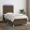 Image de Sommier À Lattes De Lit Et Matelas Et Led Marron Foncé 80x200cm Vidaxl