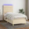 Image de Sommier À Lattes De Lit Et Matelas Et Led Crème 90x190 Cm Tissu Vidaxl