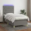 Image de Sommier À Lattes De Lit Et Matelas Et Led Gris Foncé 90x200cm Vidaxl