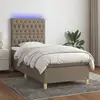 Image de Sommier À Lattes De Lit Et Matelas Et Led Taupe 90x200 Cm Tissu Vidaxl